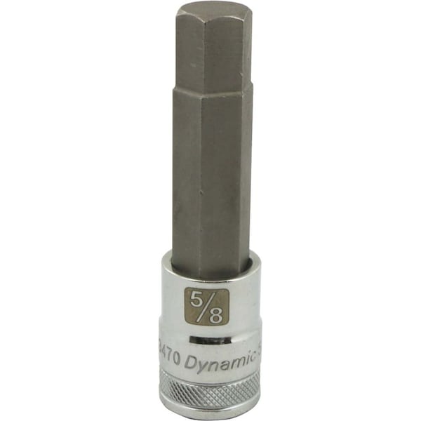Tools 1/2" Drive SAE Hex Head, 5/8" Long Bit, Chrome Finish Socket